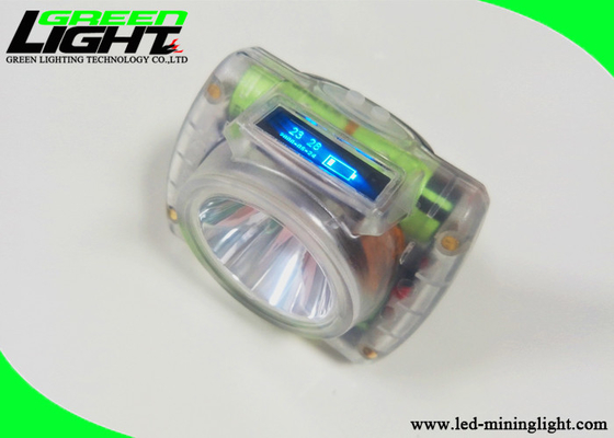 15000lux Compact LED Miners Cap Lamp IP67 Wasserdichtes transparentes ABS mit OLED-Display