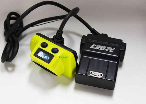 4.07W 14Ah Kabel-LED-Bergbaulicht IP68 Wasserdicht 25000lux Stoßbeständiges Bergbaukappenlampe mit OLED-Bildschirm für Kohle-Gold-Gesteinbergwerk