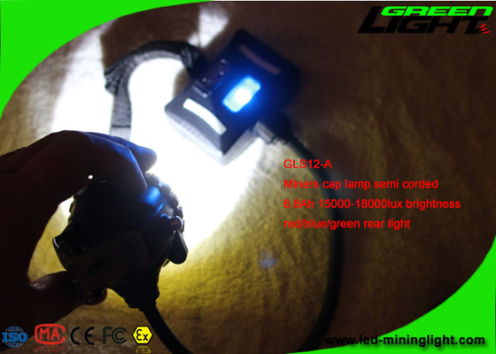 Halb geschnürter Kohlen-Bergmann Hard Hat Light 6.8Ah Li - Ion Battery With 2 SMD-Ersatzlichter