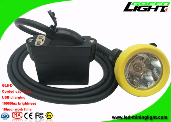 Kappen-Lichter des Bergbau-IP68 schnürten 10000 Lux Brightness With Cable USB die Aufladungsunterstützung