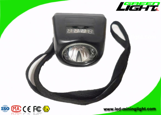 Wasserdichter digitaler Bildschirm Miner Cordless Cap Lamp 4000 Lux Silikonknopf mit Sicherheitsseil ABS PC