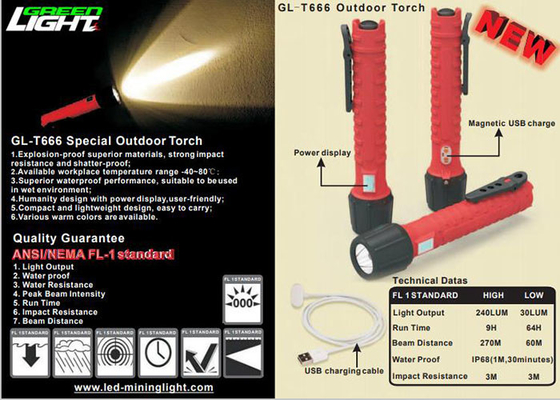 1300 Lumen LED-Taschenlampe USB wiederaufladbarer digitaler Bildschirm IP68 Anti-Explosiv-LED-Taschenlampe für den Außenbereich