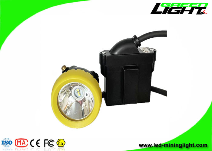 10000 Lux 216 Lumen 7800 MAh Kabelgebundene LED-Minenkappenlampe USB-Aufladung mit Warnfunktion für niedrigen Stromverbrauch Miner-Stirnlampe